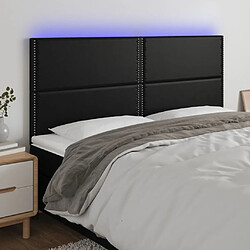 Maison Chic Tête de lit moderne à LED lumineuse pour chambre - Décoration de lit Noir 200x5x118/128 cm Similicuir -MN44054