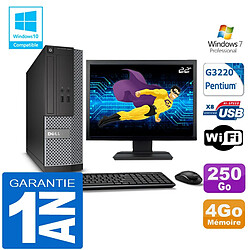 PC DELL 3020 SFF Intel G3220 Ram 4Go Disque 250 Go Wifi W7 Ecran 22" - Occasion