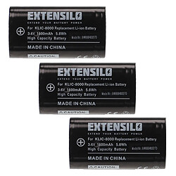 Vhbw EXTENSILO 3x Batteries compatible avec Jay-Tech Jay-Cam i4800 appareil photo, reflex numérique (1600mAh, 3,6V, Li-ion)