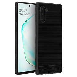 Avizar Coque Galaxy Note 10 Silicone Gel Finition Carbone Effet Métal Brossé noir