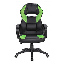 Mobili Rebecca Chaise de Bureau Fauteuil Gamer Noir Vert Simili-Cuir Roulette