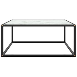 vidaXL Table basse Noir avec verre marbre blanc 80x80x35 cm