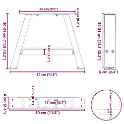 vidaXL Pieds de table basse forme de A 2 pcs anthracite 30x(30-31) cm pas cher