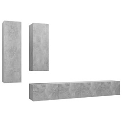 vidaXL Ensemble de meuble TV 4 pcs Gris béton Bois d'ingénierie