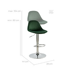 Rendez Vous Deco Chaise de bar Pavo en velours vert 60/82 cm (lot de 2)