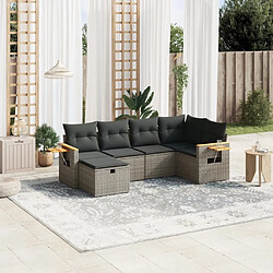 Maison Chic Ensemble Tables et chaises d'extérieur 6pcs avec coussins,Salon de jardin gris résine tressée -GKD463216