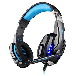 Wewoo Casque PC bleu et noir pour Ordinateur Portable / Tablette / Téléphones Portables, Longueur du Câble: Environ 2.2m + 3.5mm Jeu Gaming Écouteur Bandeau avec Microphone LED Lumière