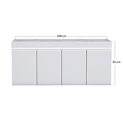 Acheter Lisa Design Amaury - buffet bas - blanc - plateau effet marbre - 208 cm