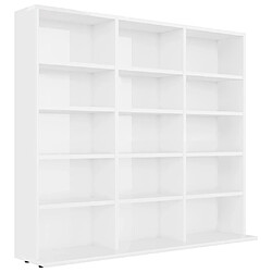 vidaXL Armoire à CD Blanc brillant 102x23x89,5 cm Bois d’ingénierie