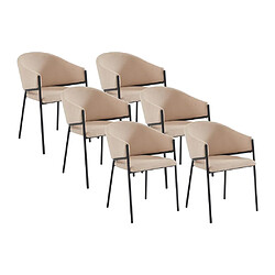 Lot de 6 chaises avec accoudoirs en tissu et métal - Beige - ORDIDA de Pascal MORABITO