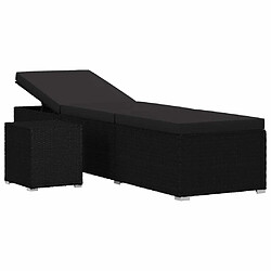 Maison Chic Chaise longue avec coussin | Bain de soleil Relax | Transat et table à thé Résine tressée Noir -GKD83502