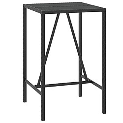 vidaXL Table de bar et dessus en verre noir 70x70x110 cm poly rotin