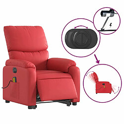 Maison Chic Fauteuil Relax pour salon, Fauteuil inclinable de massage électrique rouge similicuir -GKD47246 pas cher