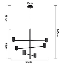 NETTLIFE Suspension 6 Ampoules E27 Noir Diam.65cm Vintage Métal Orientable Lustre Industriel Salon pour Salle à Manger Chambre pas cher