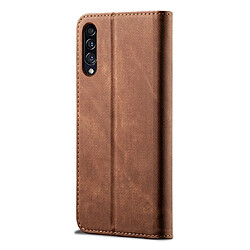 Avis Wewoo Housse Coque Pour Galaxy A50s / A50 / A30s Denim Texture Etui en cuir avec rabat horizontal et style décontracté supportfentes cartes et porte-monnaie Marron