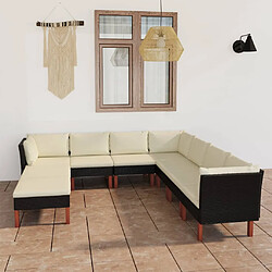 Maison Chic Salon de jardin 9 pcs + coussins - Mobilier/Meubles de jardin - Table et chaises d'extérieur Résine tressée Noir -MN54220