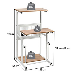 Helloshop26 Table informatique assis-debout bureau d'ordinateur réglable en hauteur poste de travail avec support d'imprimante 55 x 53 x (68-98) cm naturel 20_0009458 pas cher