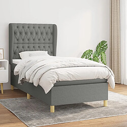 Maison Chic Lit Adulte - Lit simple Lit à sommier tapissier avec matelas moelleux - Meuble de Chambre - Gris foncé 100x200cm Tissu -MN29850