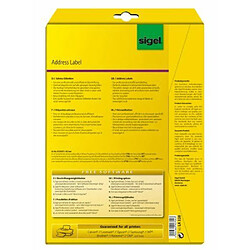 Avis Sigel LA320 Paquet de 25 feuilles A4 pour 525 étiquettes à adresses aux bords arrondis 63,5 x 38,1 mm pour photocopieur et imprimante laser et jet d'encre (Blanc) (Import Allemagne)