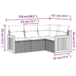 Avis Maison Chic Salon de jardin avec coussins 4 pcs | Ensemble de Table et chaises | Mobilier d'Extérieur beige résine tressée -GKD61375