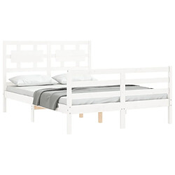 Acheter Maison Chic Cadre/structure de lit avec tête de lit pour adulte - Lit Moderne Chambre blanc double bois massif -MN11264