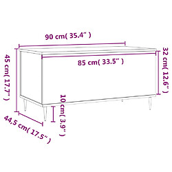 vidaXL Table basse Gris béton 90x44,5x45 cm Bois d'ingénierie pas cher