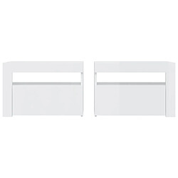 Acheter Maison Chic Lot de 2 Tables de chevet,Table de nuit,Table d'appoint pour salon avec LED Blanc brillant 60x35x40 cm -MN62873