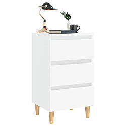 Avis vidaXL Tables de chevet avec pieds en bois 2 pcs Blanc 40x35x69 cm