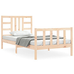 Maison Chic Cadre/structure de lit et tête de lit pour adulte - Lit Moderne Chambre 100x200 cm bois massif -MN58305