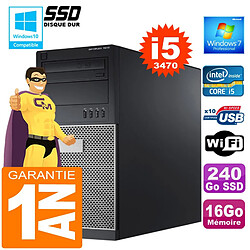 PC Tour DELL 7010 Core I5-3470 Ram 16Go Disque 240 Go SSD Graveur DVD Wifi W7 - Occasion