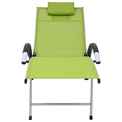 Maison Chic Chaise longue - Transat - Bain de Soleil aluminium textilène vert pas cher