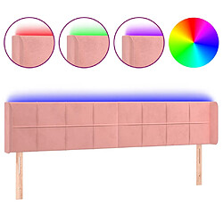 vidaXL Tête de lit à LED Rose 163x16x78/88 cm Velours