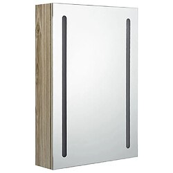 Avis Maison Chic Armoire de salle de bain,Meuble de rangement,Meuble haut à miroir LED Chêne 50x13x70 cm -GKD936623