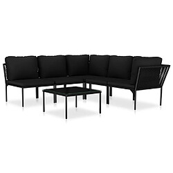 Maison Chic Salon de jardin 6 pcs + coussins - Mobilier/Meubles de jardin - Table et chaises d'extérieur Noir PVC -MN72059