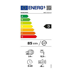 Lave-vaisselle 60cm 14 couverts 43db intégrable avec bandeau - wbc3c33px - WHIRLPOOL