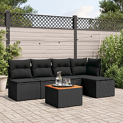 Maison Chic Salon de jardin 6 pcs avec coussins | Ensemble de Table et chaises | Mobilier d'Extérieur noir résine tressée -GKD63805