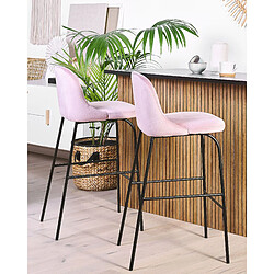 Beliani Tabouret de bar Set de 2 Velours Rose NEKOMA