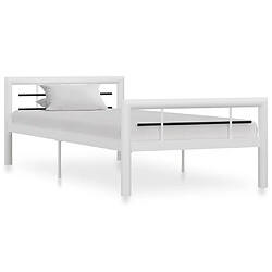 Maison Chic Lit adulte - Lit simple Cadre de lit,Structure du lit Contemporain Blanc et noir Métal 100 x 200 cm -MN24623