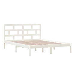 Avis Maison Chic Lit adulte 150x200cm - Cadre de lit,Structure du lit Contemporain pour chambre Blanc Bois massif Très grand -MN71424