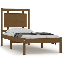 vidaXL Cadre de lit sans matelas marron miel 100x200 cm bois massif