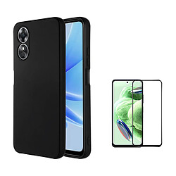 Kit Film Verre Trempé de la Étui Complète 5D + Étui Silicone Liquide Phonecare pour Oppo A58 4G - Noir