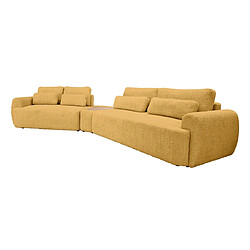 Bestmobilier Mahina - canapé d'angle gauche - 5 places avec bout de canapé - convertible avec coffre - en tissu bouclette Mahina - canapé d'angle gauche - 5 places avec bout de canapé - convertible avec coffre - en tissu bouclette - Jaune