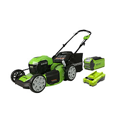 Tondeuse poussée GREENWORKS 40V - Coupe de 46cm - 1 batterie 4Ah - 1 chargeur - GD40LM46HPK4