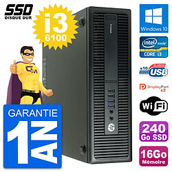 PC HP ProDesk 600 G2 SFF Intel Core i3-6100 RAM 16Go SSD 240Go Windows 10 Wifi - Occasion