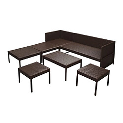 Acheter vidaXL Salon de jardin 6 pcs avec coussins Résine tressée Marron