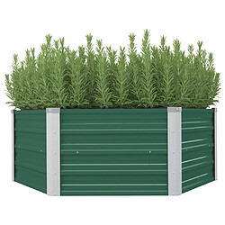 vidaXL Jardinière 129 x 129 x 46 cm cm Acier galvanisé Vert