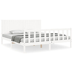 Maison Chic Cadre/structure de lit avec tête de lit pour adulte - Lit Moderne Chambre blanc Super King bois massif -MN64085