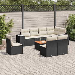 Maison Chic Salon de jardin 9 pcs avec coussins | Ensemble de Table et chaises | Mobilier d'Extérieur noir résine tressée -GKD25056