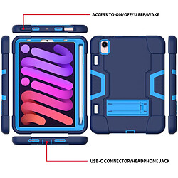 Coque en TPU + silicone couleur contrastée, antichoc avec béquille bleu marine/bleu pour votre Apple iPad mini (2021)