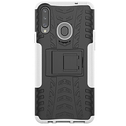 Wewoo Coque Pour Galaxy A20s Tire Texture Antichoc TPU + PC Housse de protection avec support Blanc